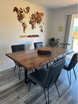 Custom Live-Edge Dining Table - Solid Wood & Industrial Steel Base