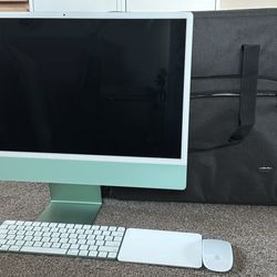 iMac 24” (Green) Comes With iMac, Magic Trackpad, Mouse, Keyboard, And Travel Case