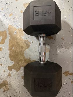 45 pound rubber hex dumbbell