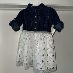 Jean Top Dress With Unicorn Tulle Bottom - 2T