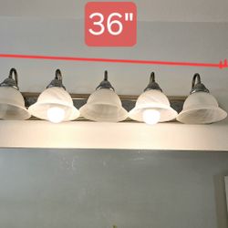 36” Brass Silver 5-light Vanity Light Fixture