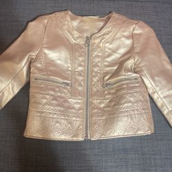 Gold Metallic Faux Leather Jacket-12 Months