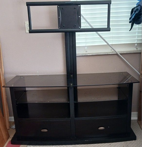 Glass Entertainment Center W/ Adjustable TV Stand
