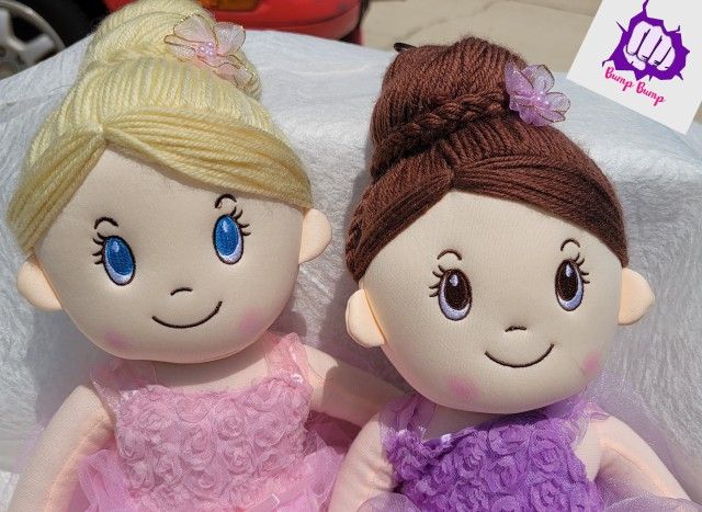 Princess, Ballerina or Fairy Soft Plush Rag Doll - Lavender/Pink (**NEW**) "Pair"