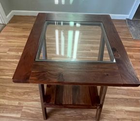 Wood and Glass Top End Table