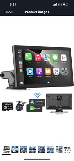 Wireless Apple Carplay Car Stereo,Portable 9'' Touch Screen Android Auto,2.5K Dash Cam,1080p Backup Camera DVR,Drive Mate Carplay Navigation with Mirr