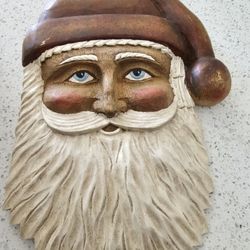Hand Carved  & Painted Wood Santa