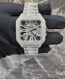 (READ DESCRIPTION!!!) Iced Out Moissanite Skeletal Watch