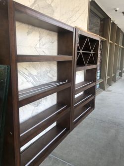 Cherry WOOD WITH LED LIGHTS WNE BAR SHELFS 54W” / 76H” / 12D”