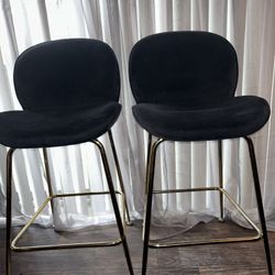 27” Black Velvet Barstools