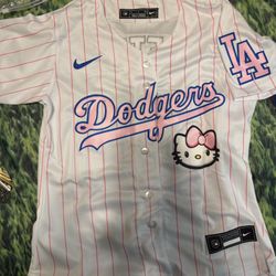 Nike Dodgers Betts 50 Hello Kitty Pink Pinstripe Jersey Size Women S,M,L,XL,XXL,XXXL,XXXXL