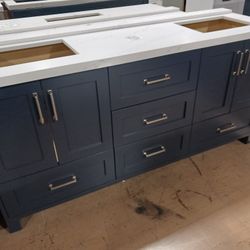 72" Solid Wood Bathroom Vanity with Quartz Top & Sinks for $1550