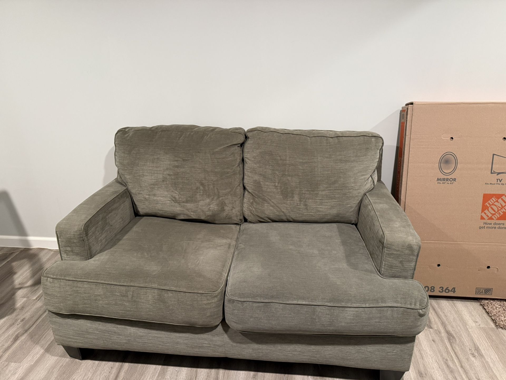Comfy Gray/Green Sofa – College-Approved Chill Spot!