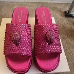 NEW in box PINK metallic limited Edition KURT GEIGER crystal wedges SIZE 8