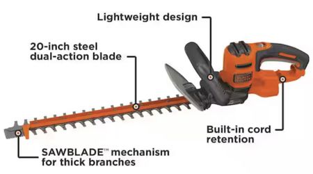 Black and decker 20 2024 inch electric hedge trimmer