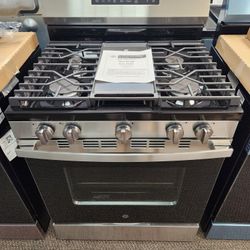 30 in. 5-Burners Smart Free-Standing Gas Convection Range in Stainless with EasyWash Oven Tray And No- Preheat Air Fry