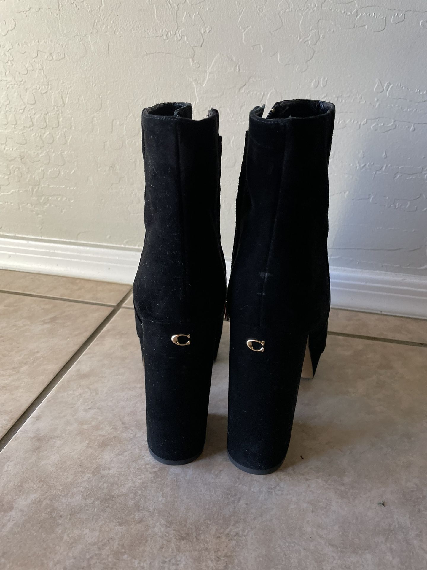 COACH Women’s Iona Velvet Dressy Booties (Black Velvet) Size 6.5