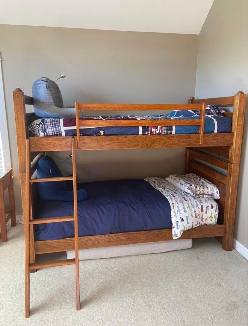 Solid Oak Bunk Bed Set @ Garage Sale this weekend In Downers Grove See Below