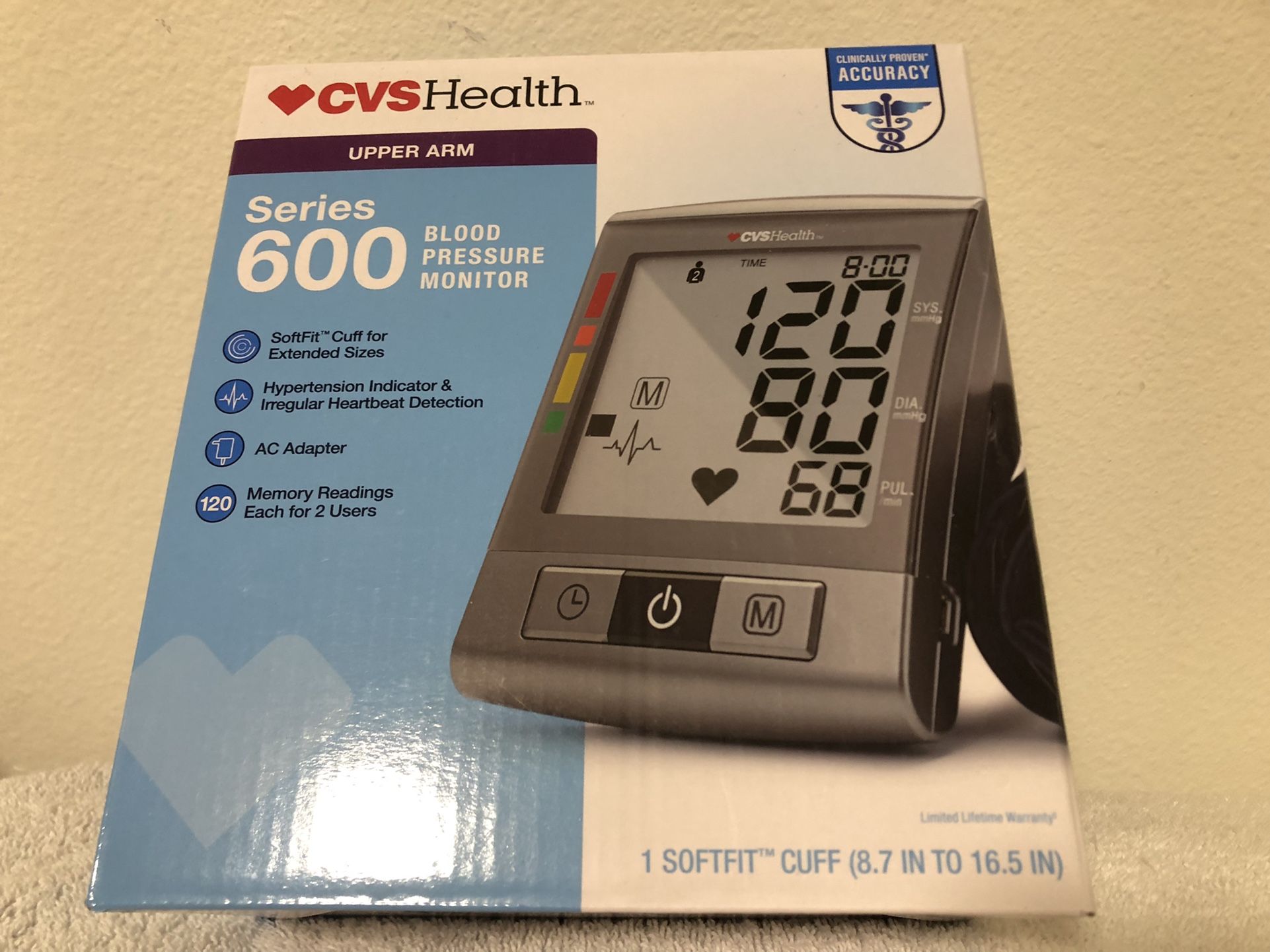 cvshealth series 600 upper arm blood pressure monitor