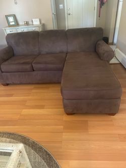 Brown Microfiber Sofa with Chaise