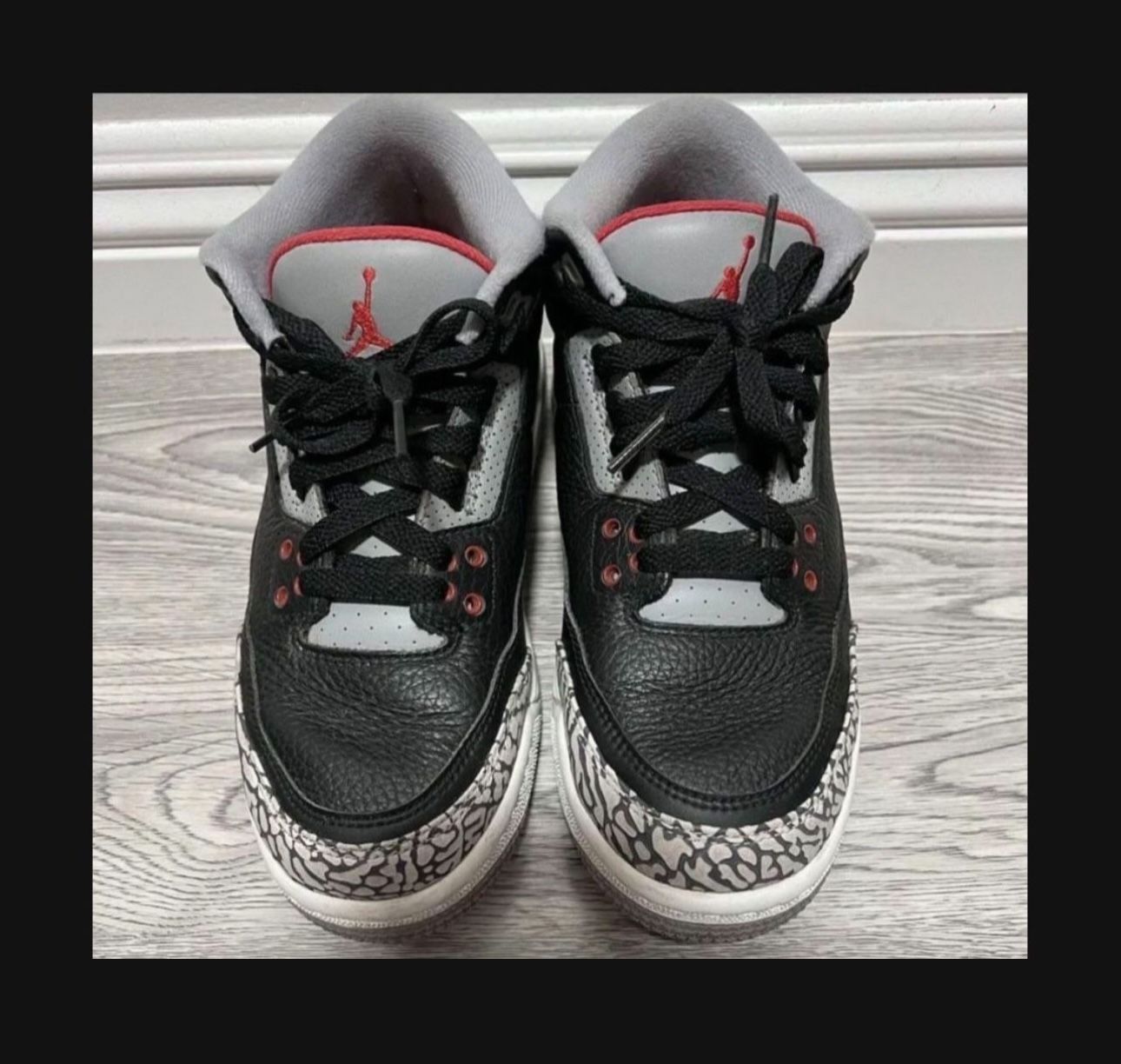 Nike Air Jordan Retro 3 Black Cement Size 5y No Inside Sole 