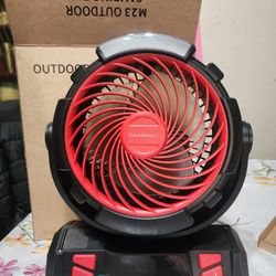 Doublepow Battery Spinning Black Fan w/LED Light, 40000mAh Charger Emergency Power Remote Incl. (New)