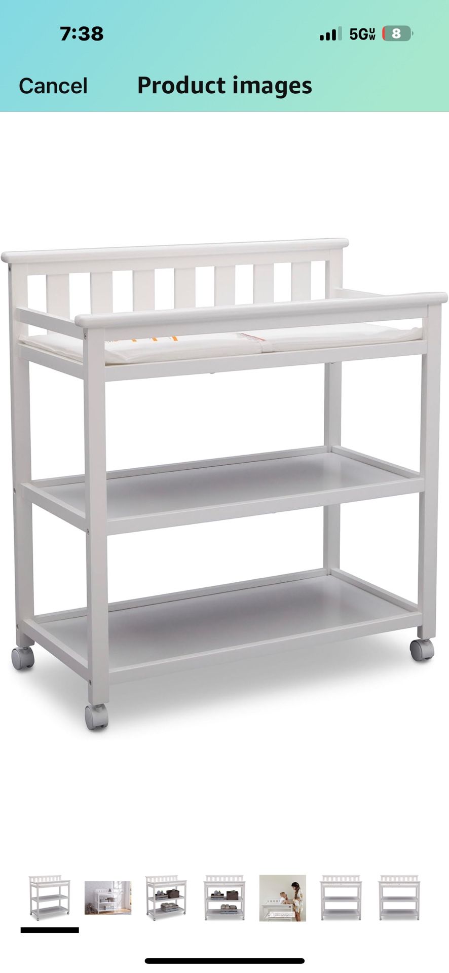 Delta Children Flat Top Changing Table With Wheels And Changing Pad
