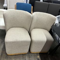 CHITA Upholstered Rolling Dining Chair on Casters Set of 2, FSC Certified Modern Fabric Dining Chair with Casters