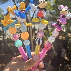 Mickey Mouse And Friends Beaded Pens New