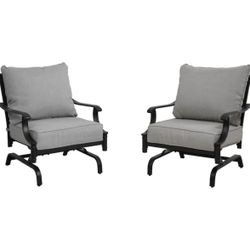 Thomas Lake Set of 2 Gray Steel Frame Conversation Chair with Light gray Cushioned Seat