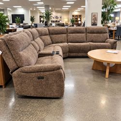 Large Brown  Sectional Recliner Sofa
