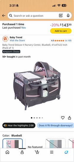 Baby Trend Deluxe II Nursery Center Playard – Bluebell