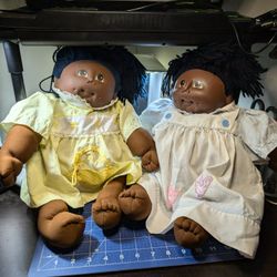 Vintage 1984 Martha Nelson Thomas Dolls African American Girl Long Hair Lot Of 2