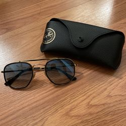 Gold Frame Blue Lens Rayban Glasses