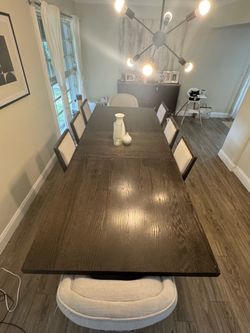 Dark Wood Dining Table with 8 Chairs