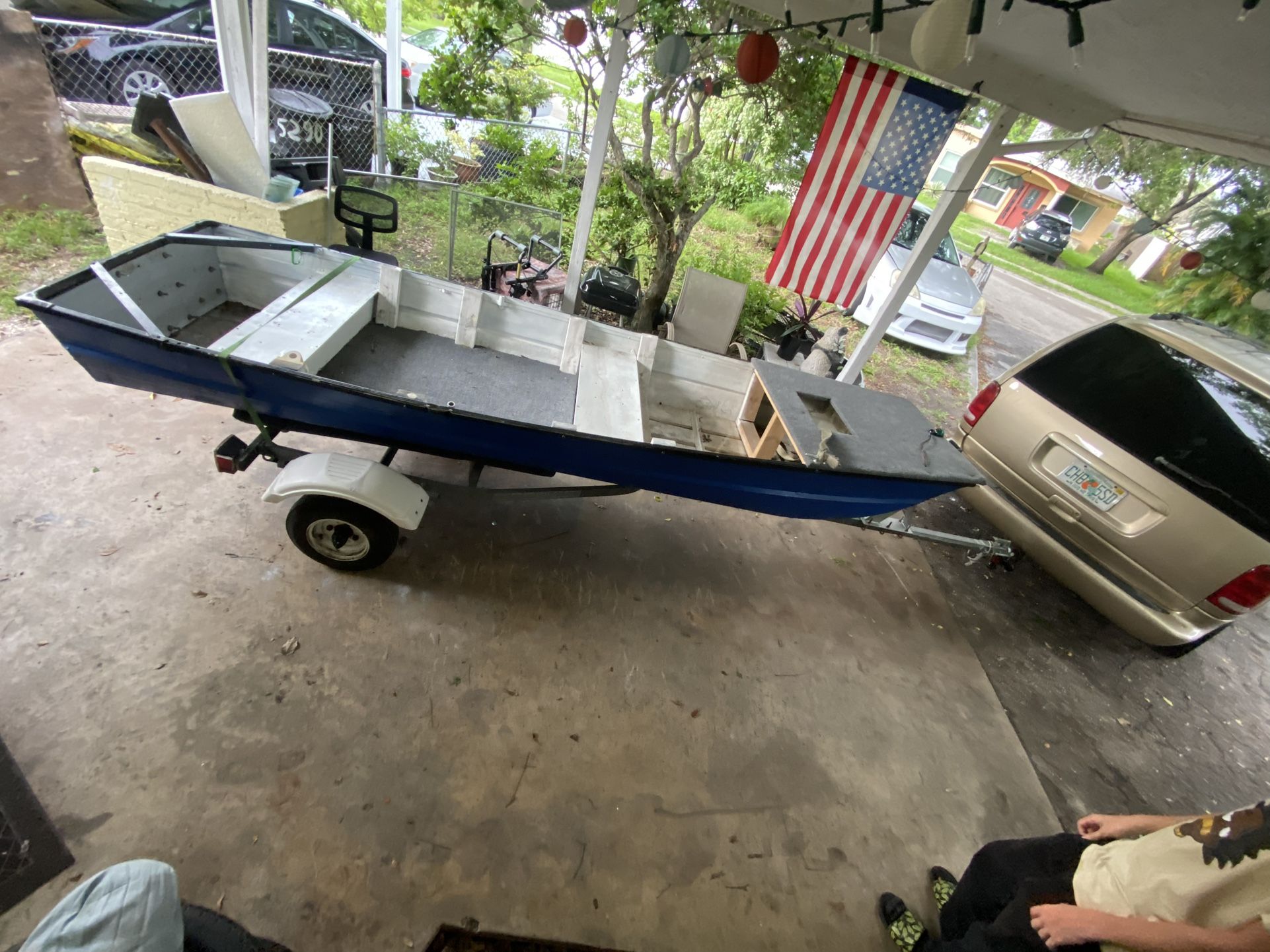 John Boat And Trailer With Trolling Motor
