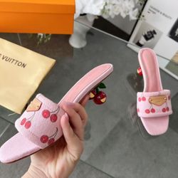 Cherry  high-heeled slippers