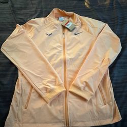 Nike Rafa Nadal Tennis Jacket Orange Chalk Full Zip Men's Size Large