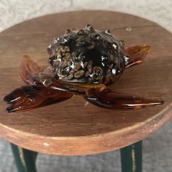 Hand Blown Spiny Glass Sea Turtle Figurine Paperweight Home Decor Display