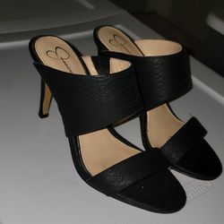 Jessica Simpson Black Gator Strappy Heels  US "Size 6" Stiletto 2 1/2 Inches