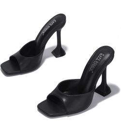 Sexy High Spool Heel Open Squared Toe Slip On Pumps