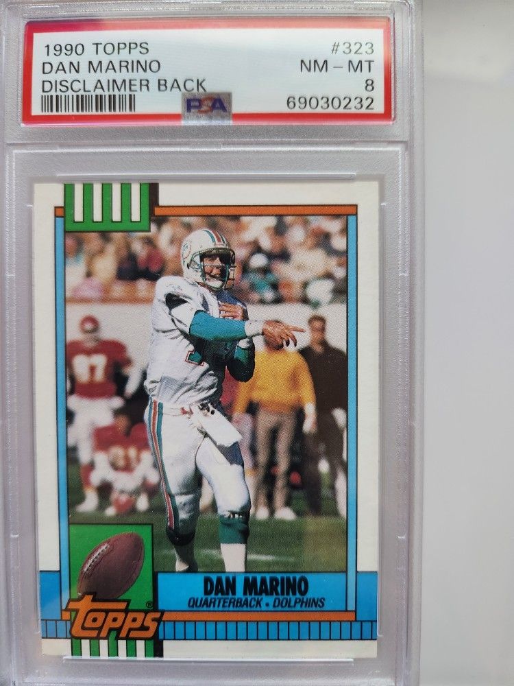 Dan Marino 1990 Topps #323 w/Disclaimer On Back PSA 8 for Sale