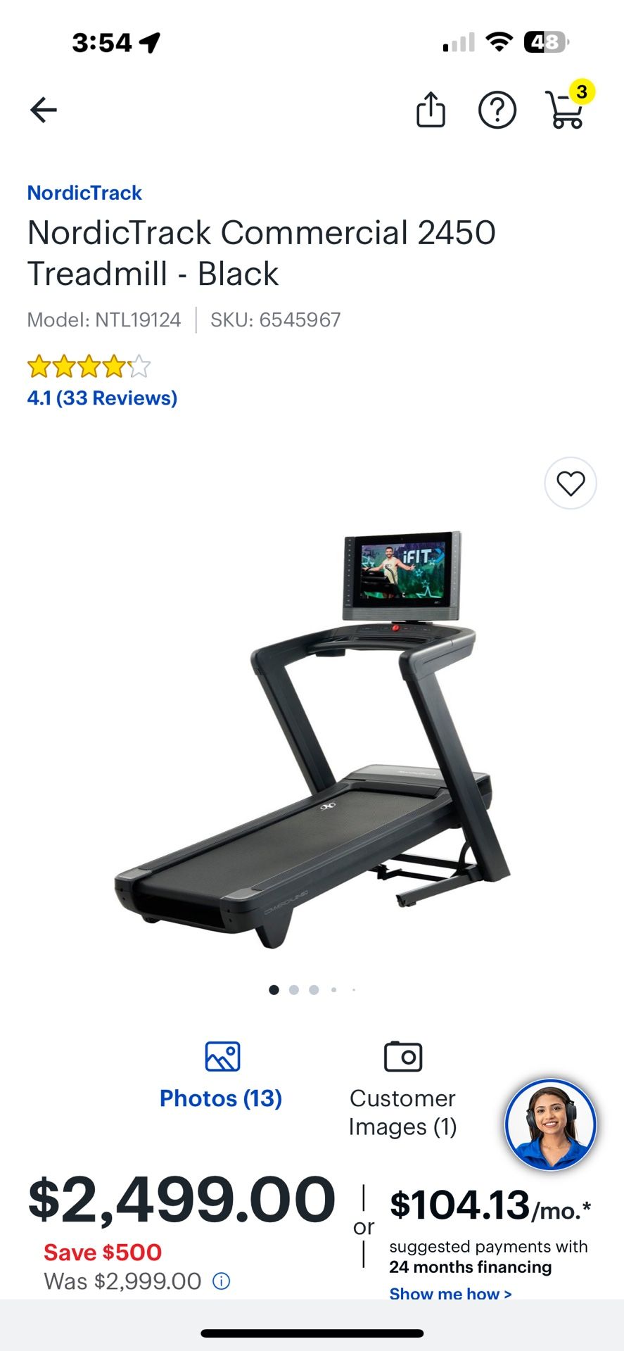 NordicTrack Commercial 2450 Treadmill - Black