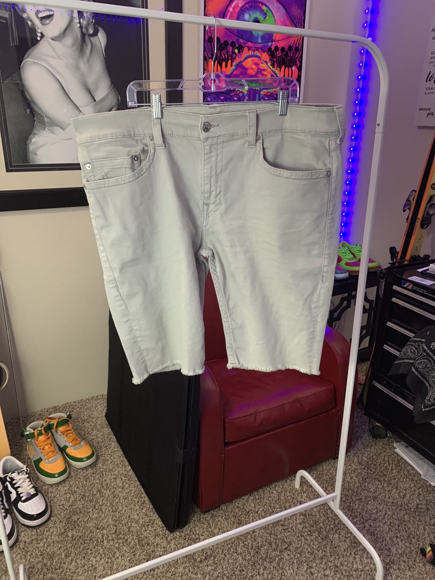 Vintage True Religion Light Gray Denim Shorts