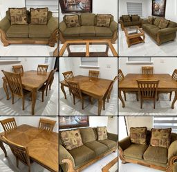 Complete Living Room & Dining Room Furniture Set + Framed Wall Art