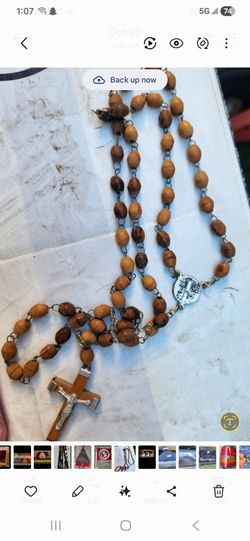 Olive Wood Rosary with Jerusalem Medallion