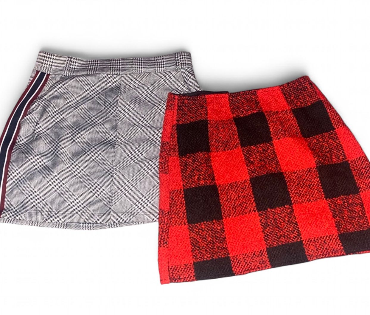 Two skirts including Forever 21 red and black size S & Haute Monde black and white with stripe skirt