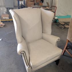 Leather Wingback Lounge Chair Newly Upholstered 