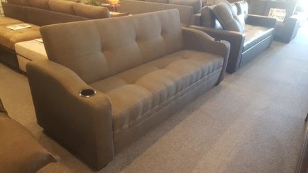 Brand new dark gray 84" sofa futon with cup holder