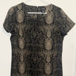 Snake Print Dress Black Beige 
